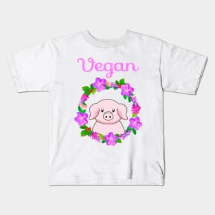 Vegan, cute pig design Kids T-Shirt